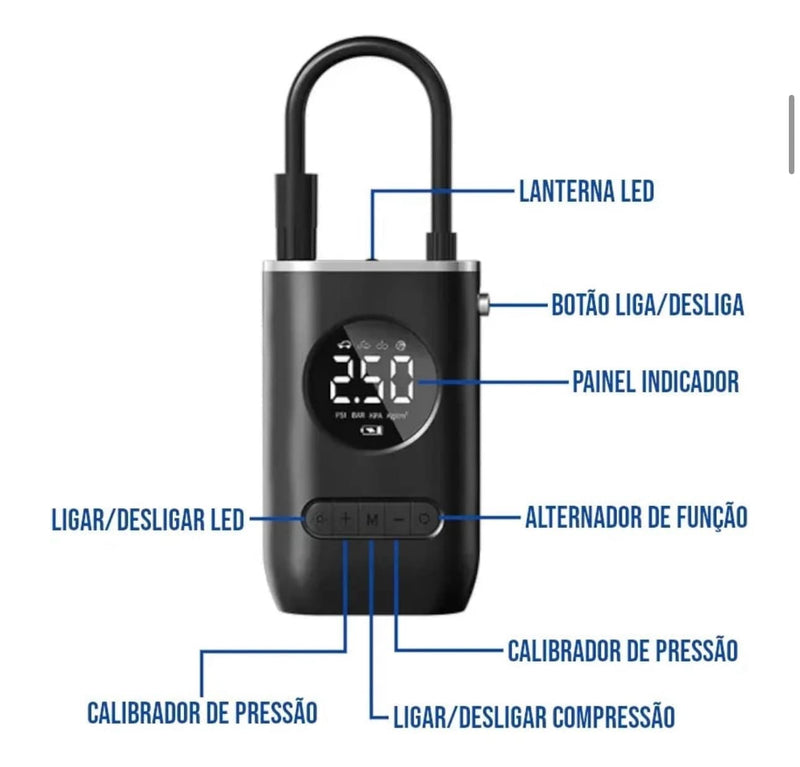 Calibrador de Pneu Elétrico Portátil