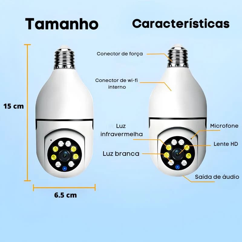 Câmera de Segurança sem Fio WiFi 360